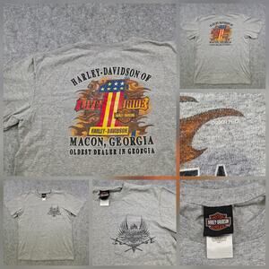 Vintage Harley Davidson Motorcycles T Shirt Mens Large Gray Pocket Macon GA 2005